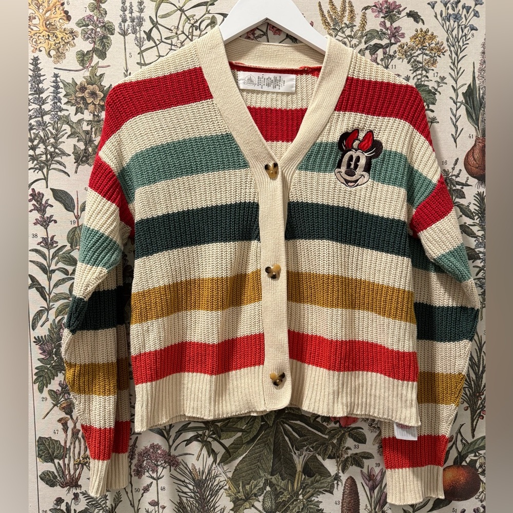 Disney Embroidered Minnie Mouse Striped Cardigan with- Limited Edition